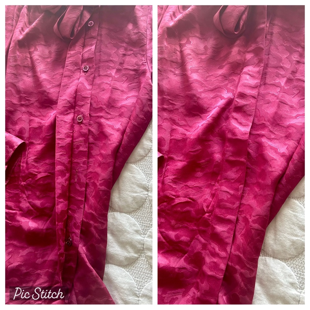 True Vintage YSL Rive Gauche 1970s/1980s Jacquard Silk Blouse - FR 38 (US M 6-8) - Picture 8 of 10